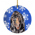 Black and Tan Coonhound Winter Snowflakes Ceramic Ornament Christmas Tree Hanging Decorations for Home Christmas Holiday, Party, Gift, 3 in, Multicolor