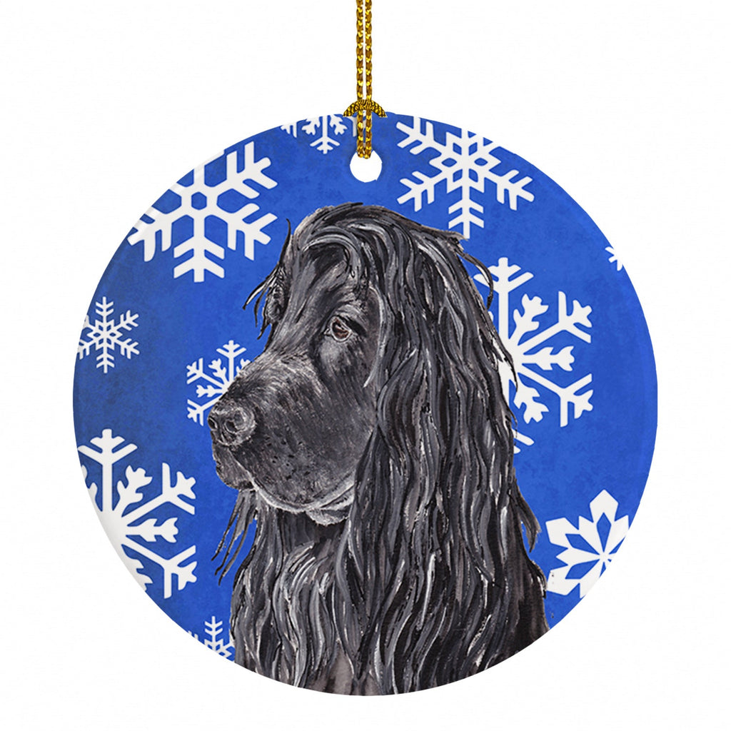 Black Cocker Spaniel Winter Snowflakes Ceramic Ornament Christmas Tree Hanging Decorations for Home Christmas Holiday, Party, Gift, 3 in, Multicolor