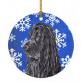 Black Cocker Spaniel Winter Snowflakes Ceramic Ornament Christmas Tree Hanging Decorations for Home Christmas Holiday, Party, Gift, 3 in, Multicolor