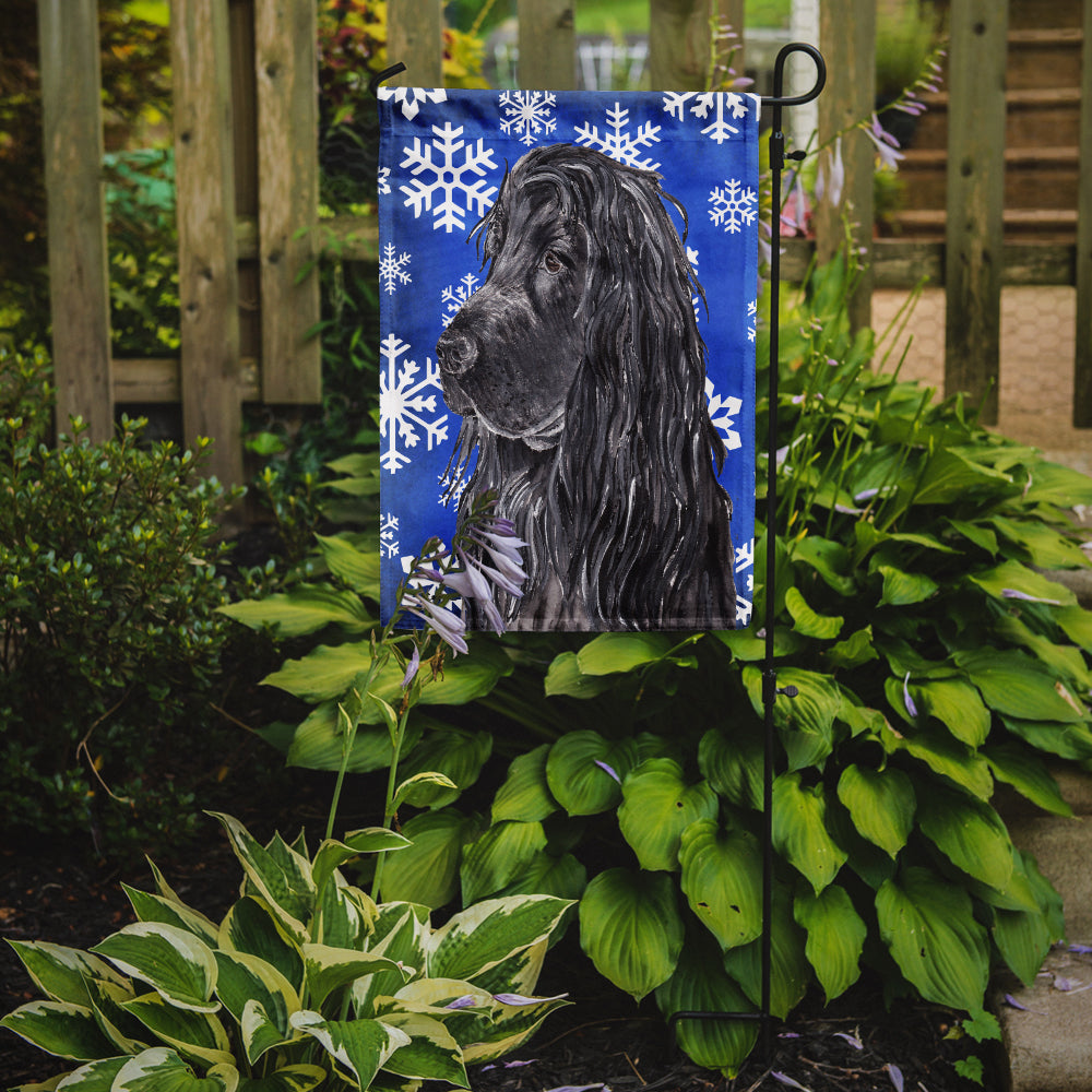 Black Cocker Spaniel Winter Snowflakes Garden Flag Mailbox Decorative Yard Banner Outside Patio Artwork for Flower Beds, Garden Size, Multicolor