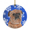 Brussels Griffon Winter Snowflakes Ceramic Ornament Christmas Tree Hanging Decorations for Home Christmas Holiday, Party, Gift, 3 in, Multicolor
