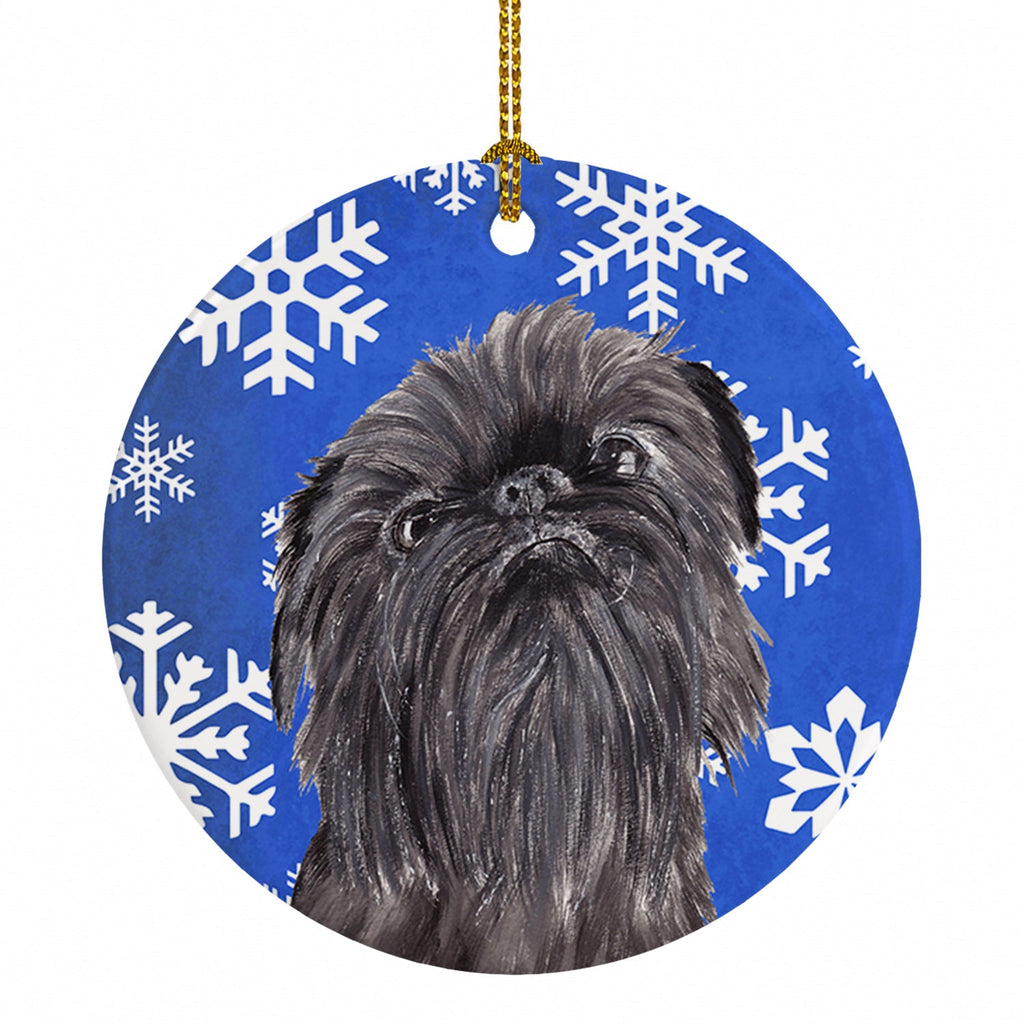 Brussels Griffon Winter Snowflakes Ceramic Ornament Christmas Tree Hanging Decorations for Home Christmas Holiday, Party, Gift, 3 in, Multicolor