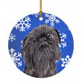 Brussels Griffon Winter Snowflakes Ceramic Ornament Christmas Tree Hanging Decorations for Home Christmas Holiday, Party, Gift, 3 in, Multicolor