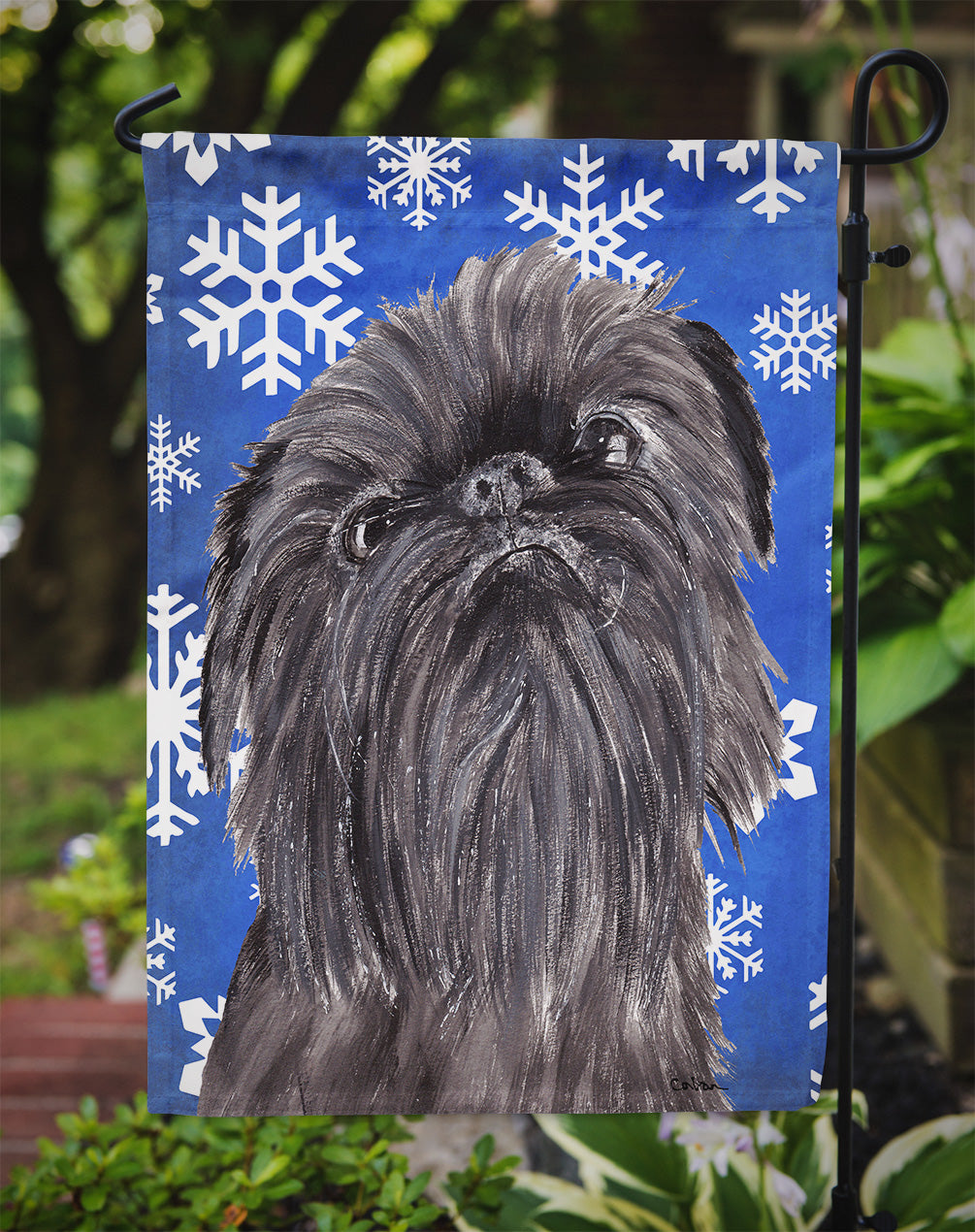 Brussels Griffon Winter Snowflakes Garden Flag Mailbox Decorative Yard Banner Outside Patio Artwork for Flower Beds, Garden Size, Multicolor
