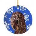 Boykin Spaniel Winter Snowflakes Ceramic Ornament Christmas Tree Hanging Decorations for Home Christmas Holiday, Party, Gift, 3 in, Multicolor