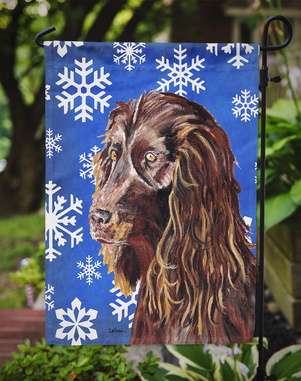 Boykin Spaniel Winter Snowflakes Garden Flag Mailbox Decorative Yard Banner Outside Patio Artwork for Flower Beds, Garden Size, Multicolor