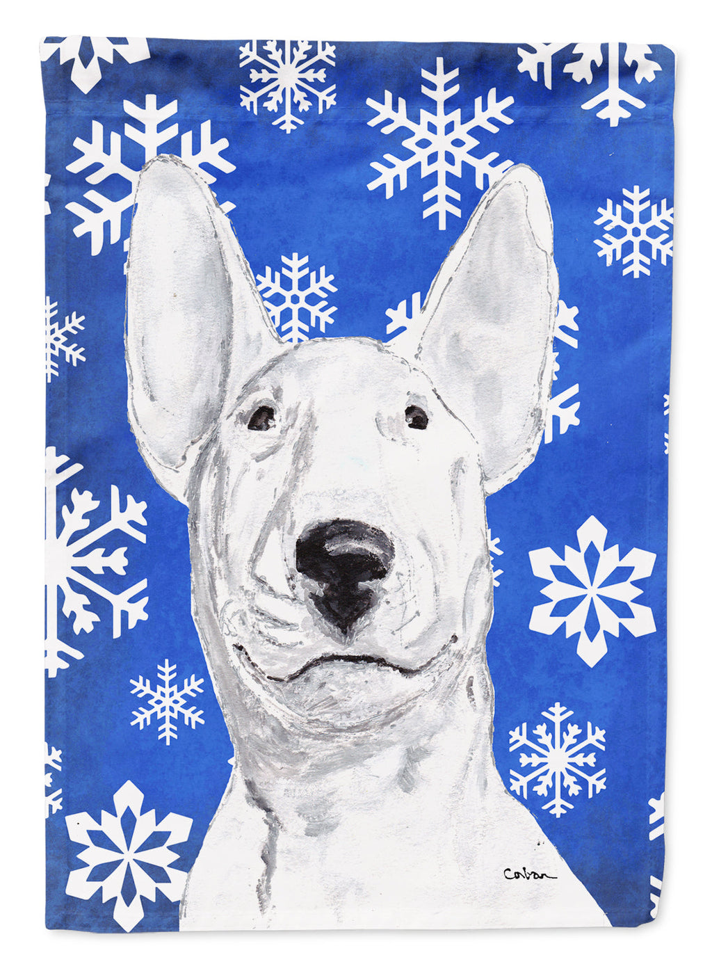 Bull Terrier Winter Snowflakes Garden Flag Mailbox Decorative Yard Banner Outside Patio Artwork for Flower Beds, Garden Size, Multicolor