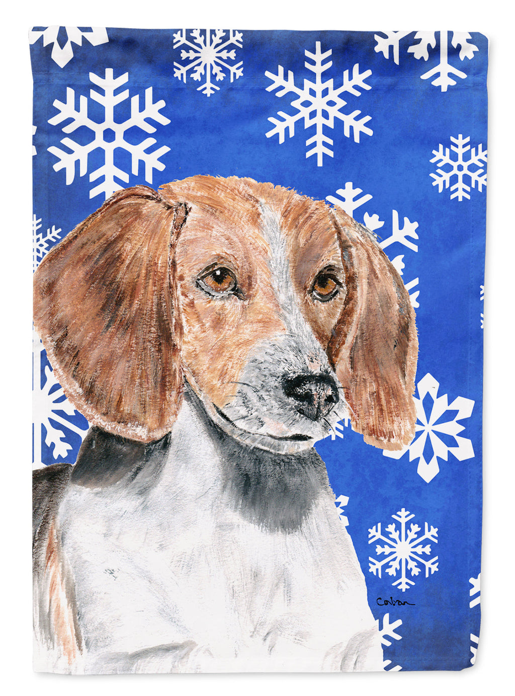English Foxhound Winter Snowflakes Garden Flag Mailbox Decorative Yard Banner Outside Patio Artwork for Flower Beds, Garden Size, Multicolor