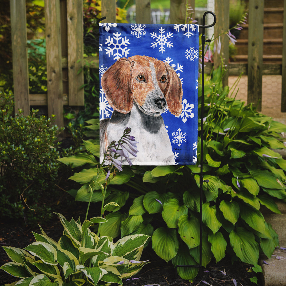 English Foxhound Winter Snowflakes Garden Flag Mailbox Decorative Yard Banner Outside Patio Artwork for Flower Beds, Garden Size, Multicolor