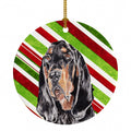 Black and Tan Coonhound Candy Cane Christmas Ceramic Ornament Christmas Tree Hanging Decorations for Home Christmas Holiday, Party, Gift, 3 in, Multicolor