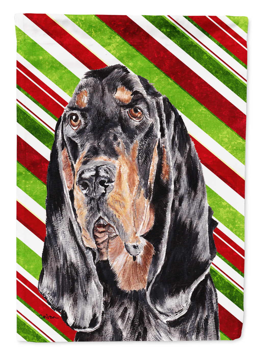Black and Tan Coonhound Candy Cane Christmas Garden Flag Mailbox Decorative Yard Banner Outside Patio Artwork for Flower Beds, Garden Size, Multicolor