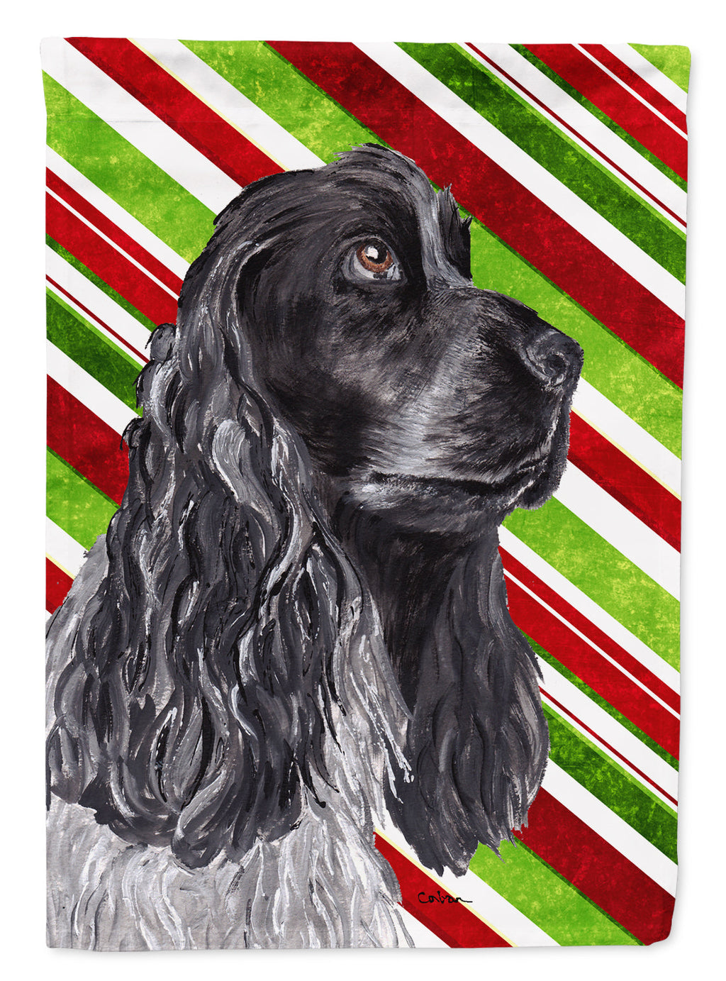 Black Cocker Spaniel Candy Cane Christmas Garden Flag Mailbox Decorative Yard Banner Outside Patio Artwork for Flower Beds, Garden Size, Multicolor