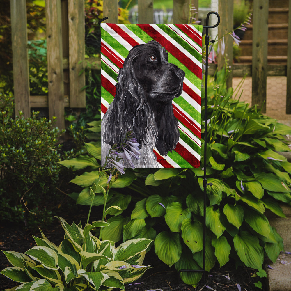 Black Cocker Spaniel Candy Cane Christmas Garden Flag Mailbox Decorative Yard Banner Outside Patio Artwork for Flower Beds, Garden Size, Multicolor