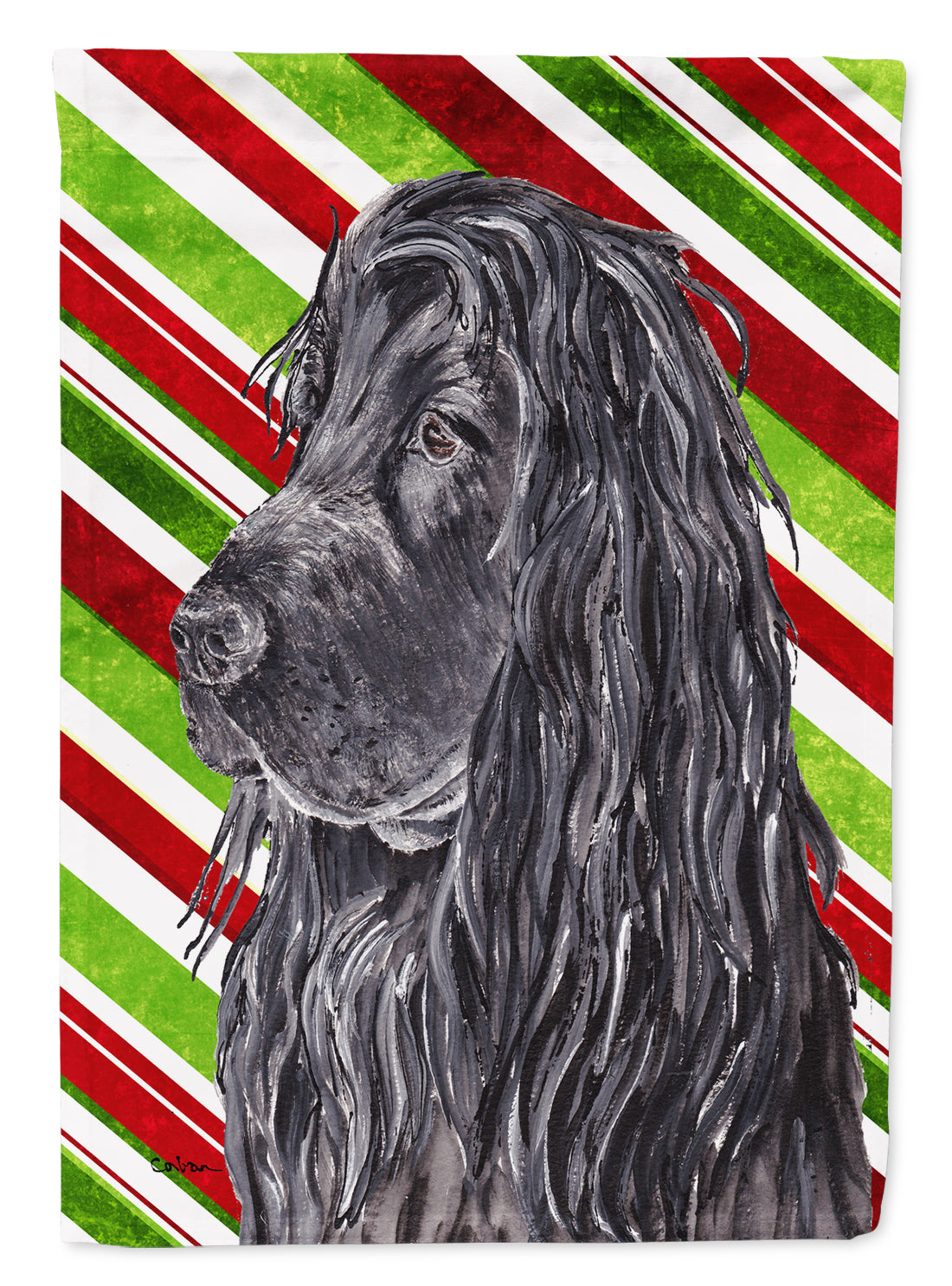 Black Cocker Spaniel Candy Cane Christmas Garden Flag Mailbox Decorative Yard Banner Outside Patio Artwork for Flower Beds, Garden Size, Multicolor