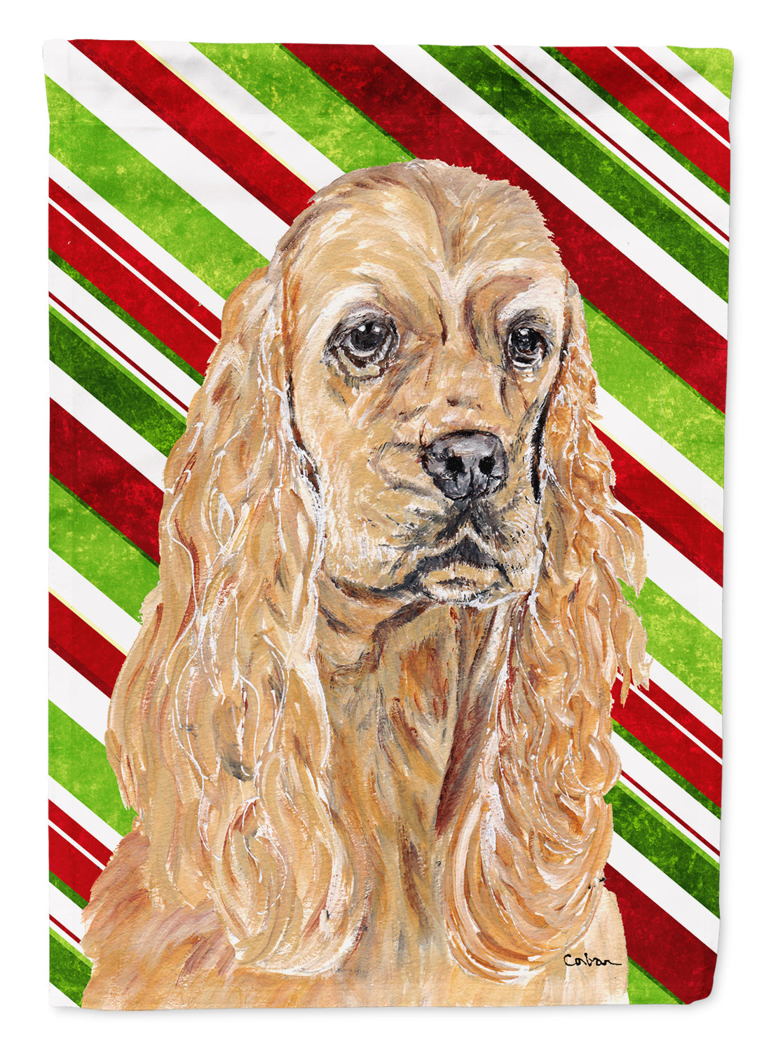 Buff Cocker Spaniel Candy Cane Christmas Garden Flag Mailbox Decorative Yard Banner Outside Patio Artwork for Flower Beds, Garden Size, Multicolor