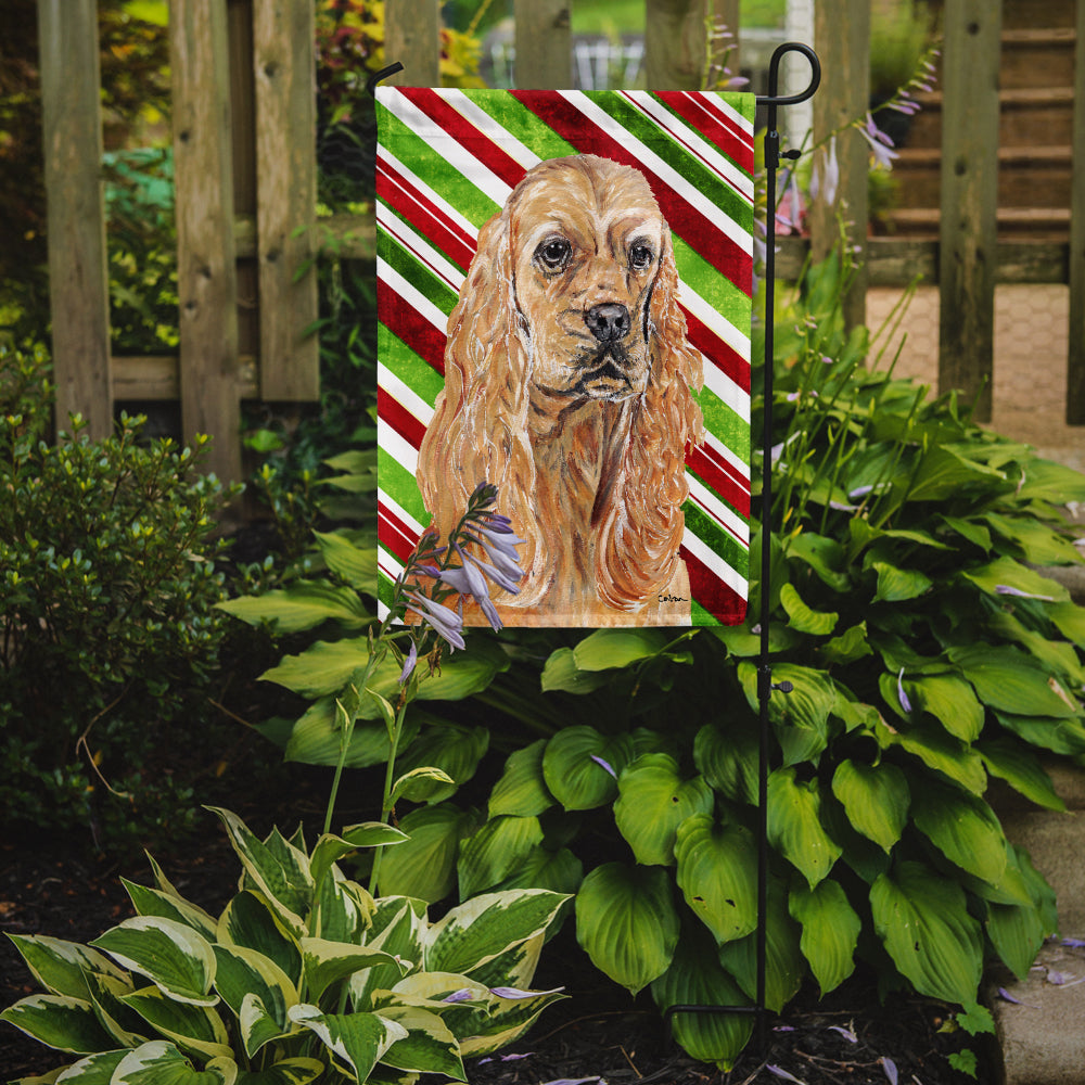 Buff Cocker Spaniel Candy Cane Christmas Garden Flag Mailbox Decorative Yard Banner Outside Patio Artwork for Flower Beds, Garden Size, Multicolor