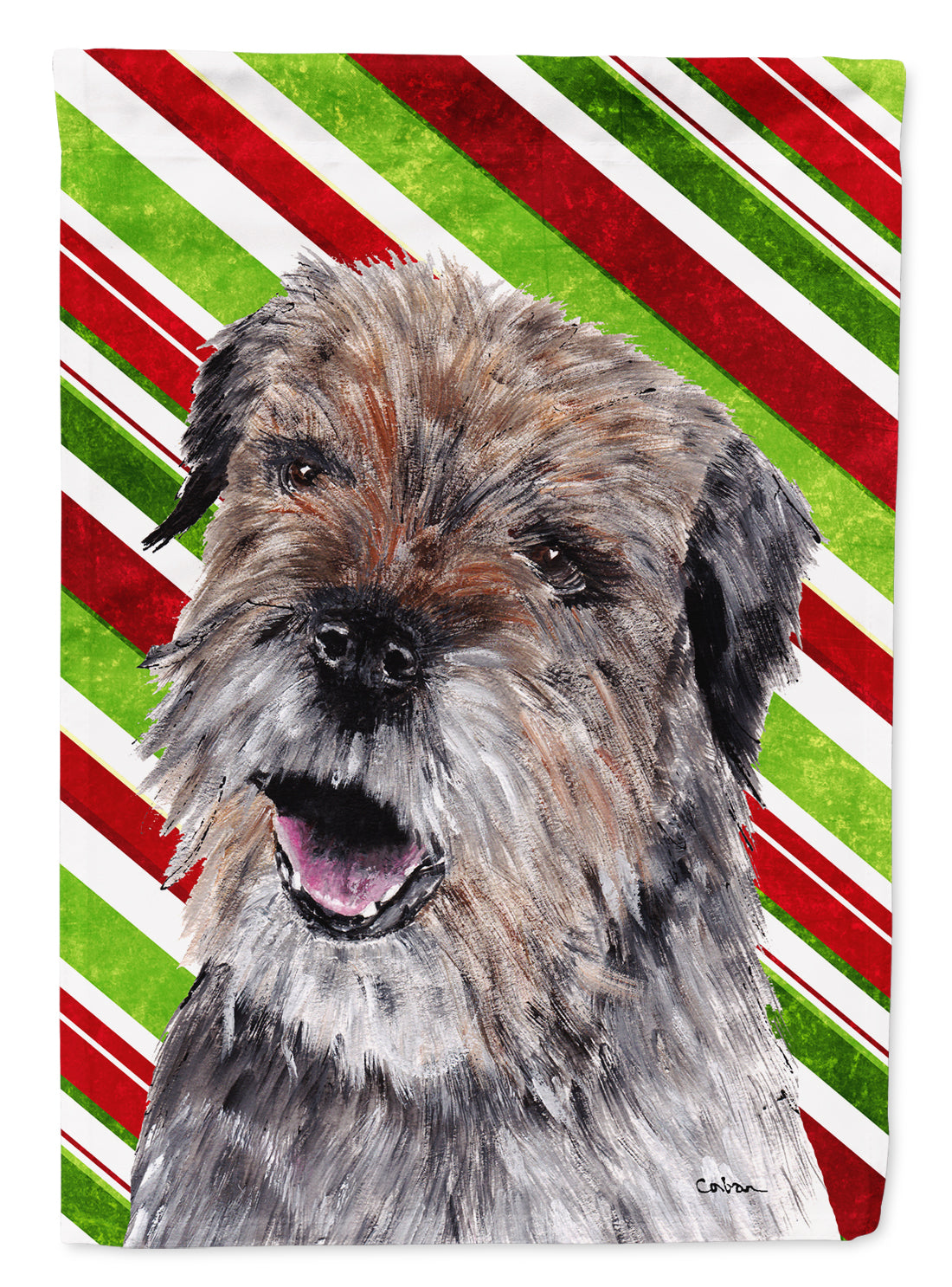 Border Terrier Candy Cane Christmas Garden Flag Mailbox Decorative Yard Banner Outside Patio Artwork for Flower Beds, Garden Size, Multicolor