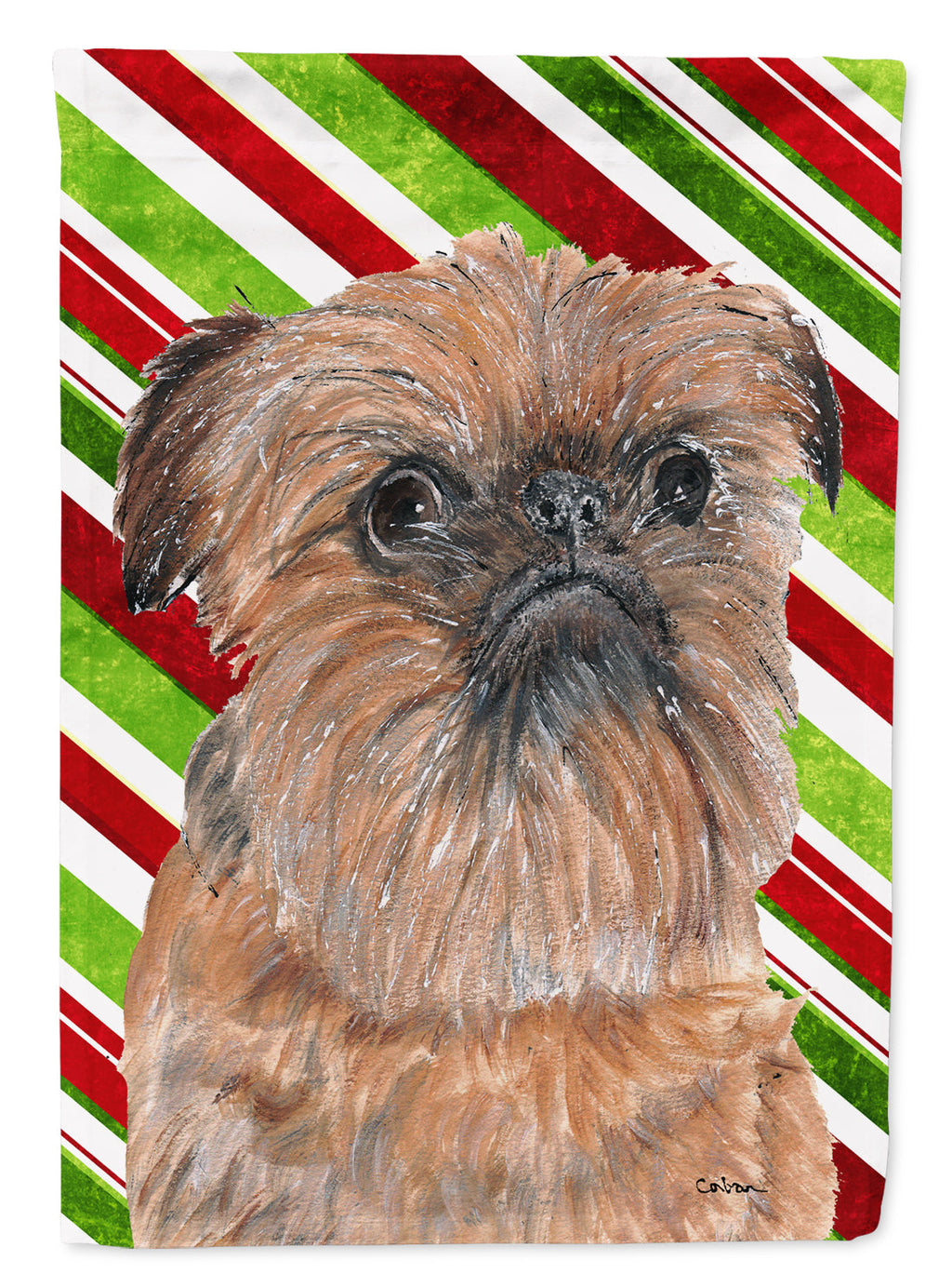 Brussels Griffon Candy Cane Christmas Garden Flag Mailbox Decorative Yard Banner Outside Patio Artwork for Flower Beds, Garden Size, Multicolor