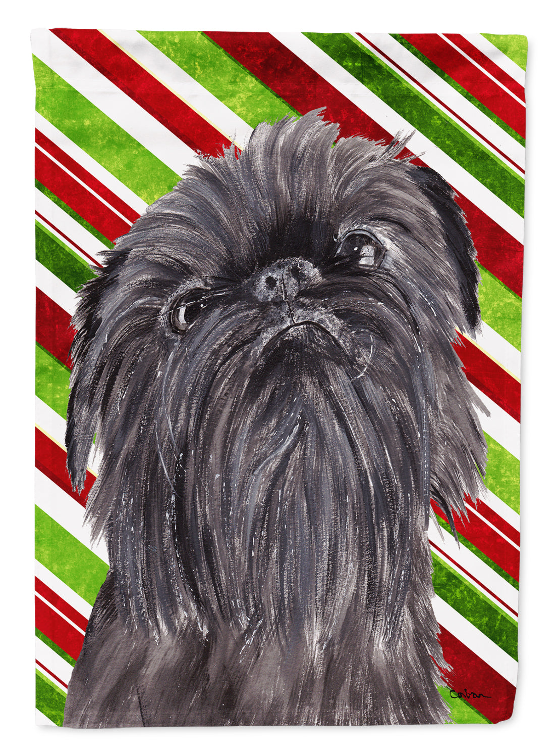 Brussels Griffon Candy Cane Christmas Garden Flag Mailbox Decorative Yard Banner Outside Patio Artwork for Flower Beds, Garden Size, Multicolor