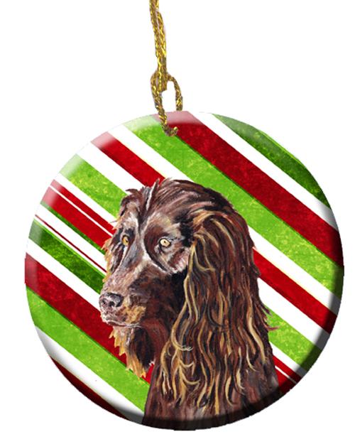 Boykin Spaniel Candy Cane Christmas Ceramic Ornament Christmas Tree Hanging Decorations for Home Christmas Holiday, Party, Gift, 3 in, Multicolor