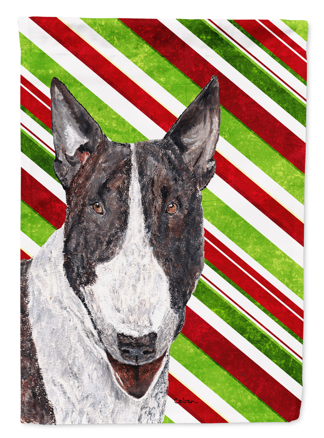 Bull Terrier Candy Cane Christmas Garden Flag Mailbox Decorative Yard Banner Outside Patio Artwork for Flower Beds, Garden Size, Multicolor