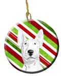 Bull Terrier Candy Cane Christmas Ceramic Ornament Christmas Tree Hanging Decorations for Home Christmas Holiday, Party, Gift, 3 in, Multicolor