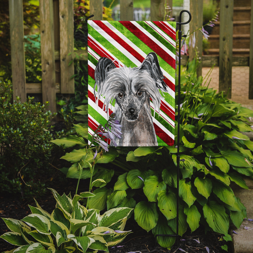 Chinese Crested Candy Cane Christmas Garden Flag Mailbox Decorative Yard Banner Outside Patio Artwork for Flower Beds, Garden Size, Multicolor
