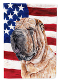 Shar Pei with American Flag USA Garden Flag Mailbox Decorative Yard Banner Outside Patio Artwork for Flower Beds, Garden Size, Multicolor