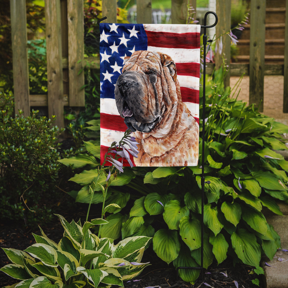 Shar Pei with American Flag USA Garden Flag Mailbox Decorative Yard Banner Outside Patio Artwork for Flower Beds, Garden Size, Multicolor