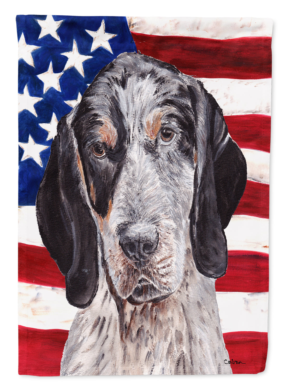 Blue Tick Coonhound with American Flag USA Garden Flag Mailbox Decorative Yard Banner Outside Patio Artwork for Flower Beds, Garden Size, Multicolor