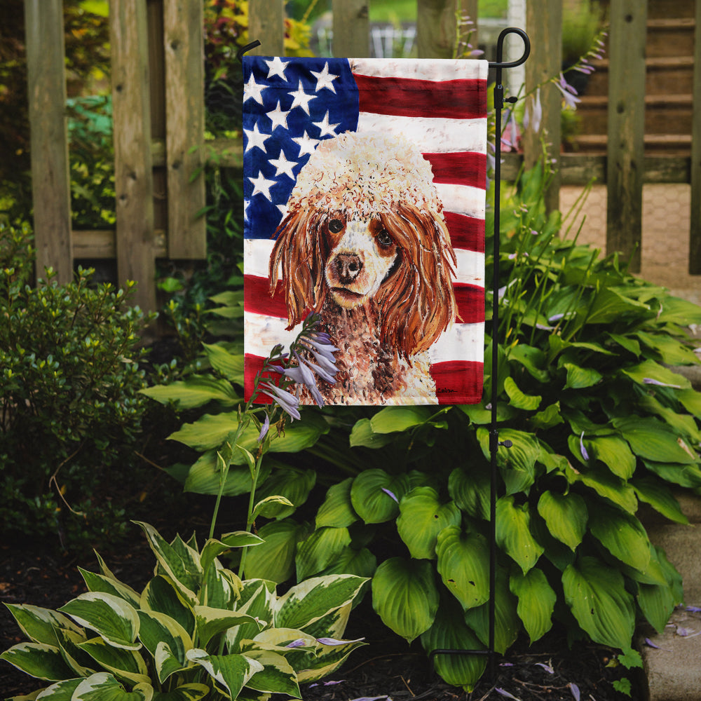 Red Miniature Poodle with American Flag USA Garden Flag Mailbox Decorative Yard Banner Outside Patio Artwork for Flower Beds, Garden Size, Multicolor