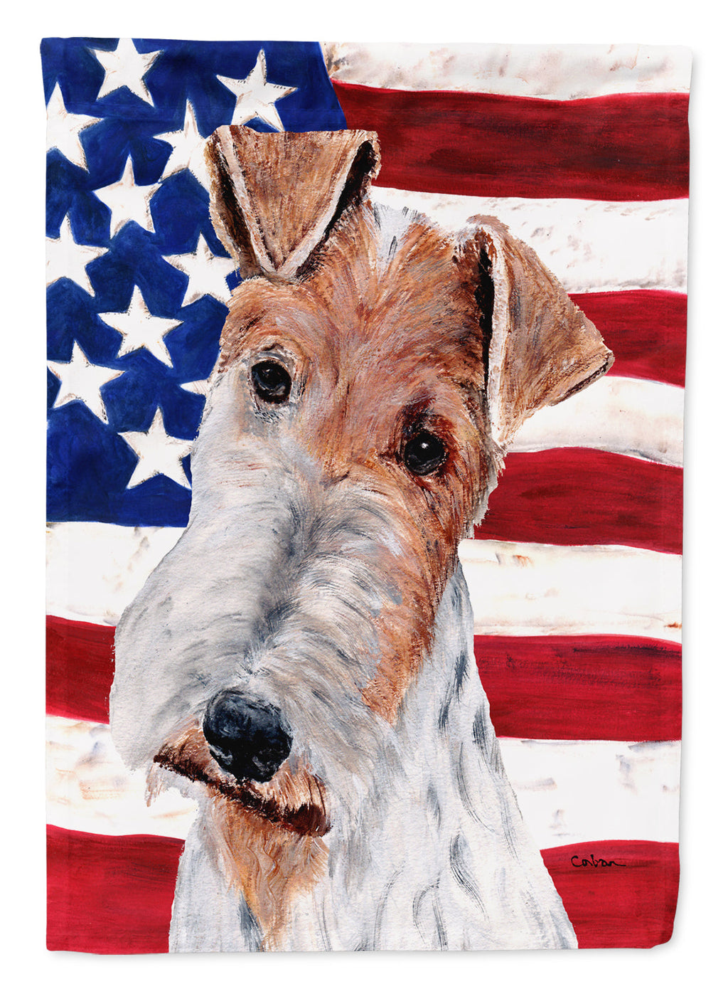 Wire Fox Terrier with American Flag USA Garden Flag Mailbox Decorative Yard Banner Outside Patio Artwork for Flower Beds, Garden Size, Multicolor
