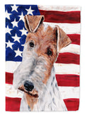 Wire Fox Terrier with American Flag USA Garden Flag Mailbox Decorative Yard Banner Outside Patio Artwork for Flower Beds, Garden Size, Multicolor