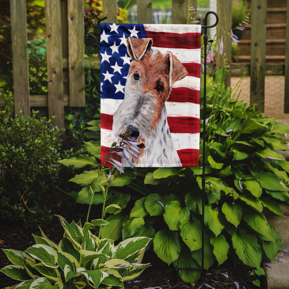 Wire Fox Terrier with American Flag USA Garden Flag Mailbox Decorative Yard Banner Outside Patio Artwork for Flower Beds, Garden Size, Multicolor