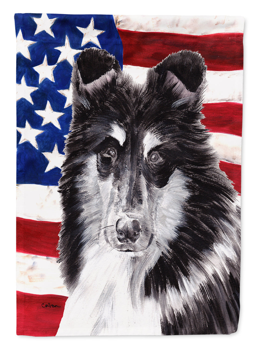 Black and White Collie with American Flag USA Garden Flag Mailbox Decorative Yard Banner Outside Patio Artwork for Flower Beds, Garden Size, Multicolor