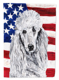 White Standard Poodle with American Flag USA Garden Flag Mailbox Decorative Yard Banner Outside Patio Artwork for Flower Beds, Garden Size, Multicolor