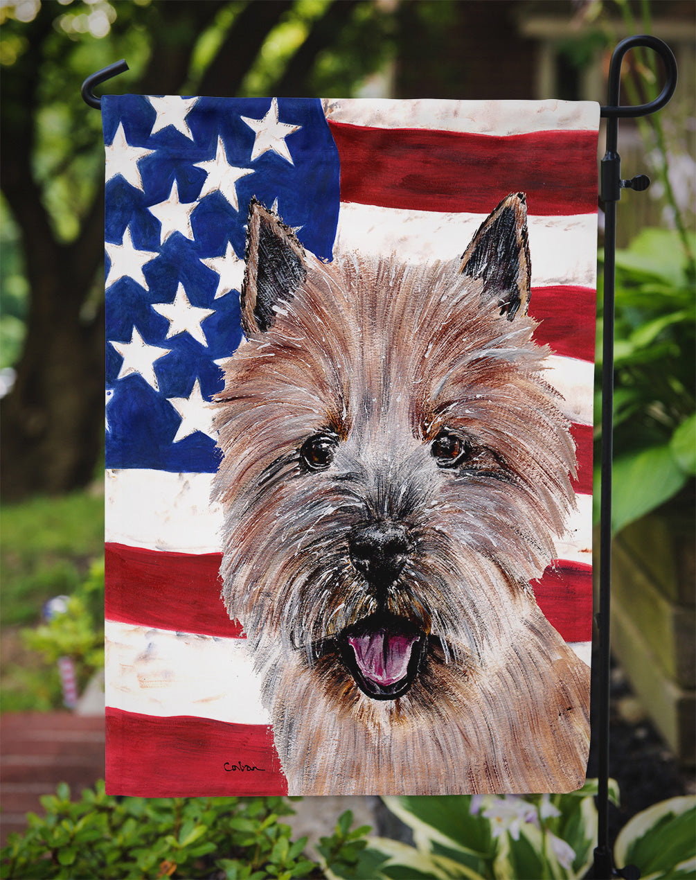 Norwich Terrier with American Flag USA Garden Flag Mailbox Decorative Yard Banner Outside Patio Artwork for Flower Beds, Garden Size, Multicolor
