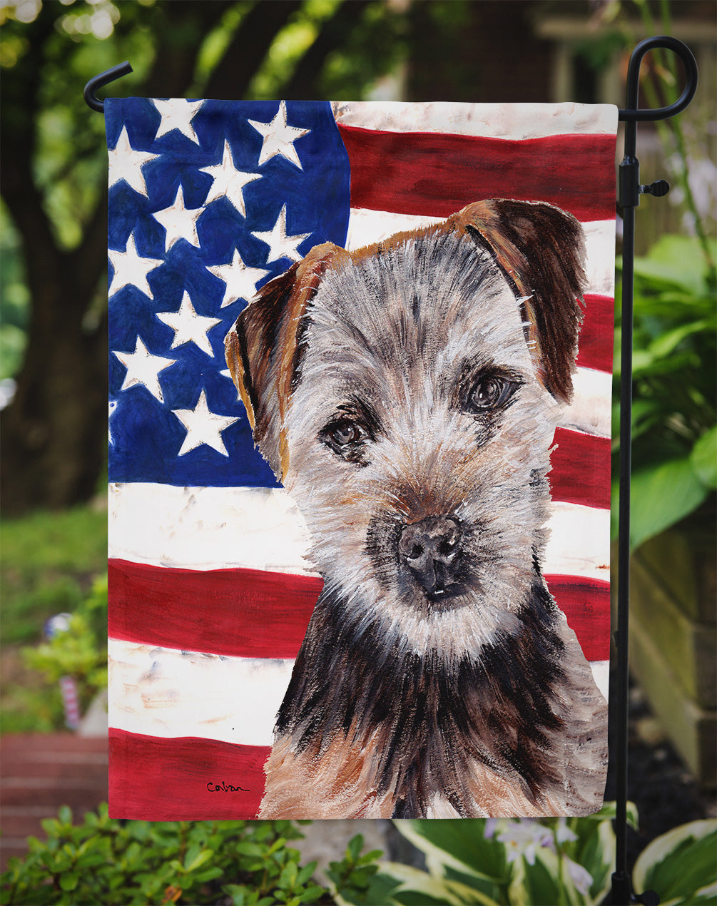 Norfolk Terrier Puppy with American Flag USA Garden Flag Mailbox Decorative Yard Banner Outside Patio Artwork for Flower Beds, Garden Size, Multicolor