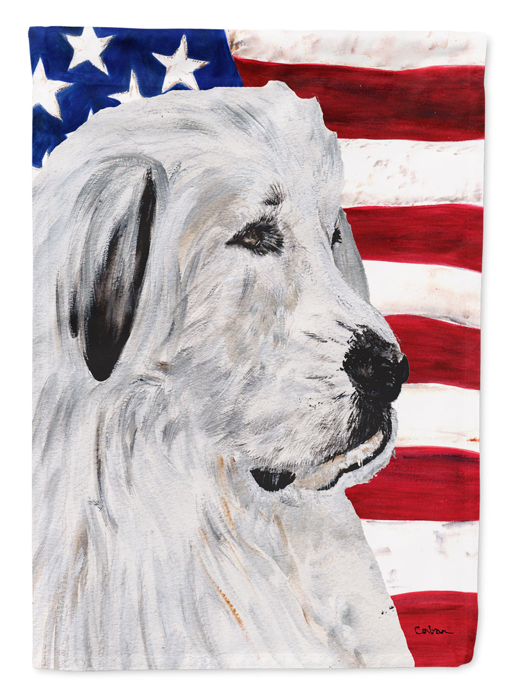 Great Pyrenees with American Flag USA Garden Flag Mailbox Decorative Yard Banner Outside Patio Artwork for Flower Beds, Garden Size, Multicolor