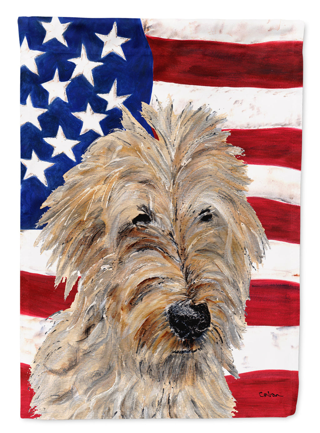Golden Doodle 2 with American Flag USA Garden Flag Mailbox Decorative Yard Banner Outside Patio Artwork for Flower Beds, Garden Size, Multicolor