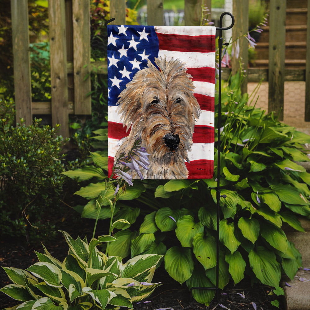 Golden Doodle 2 with American Flag USA Garden Flag Mailbox Decorative Yard Banner Outside Patio Artwork for Flower Beds, Garden Size, Multicolor