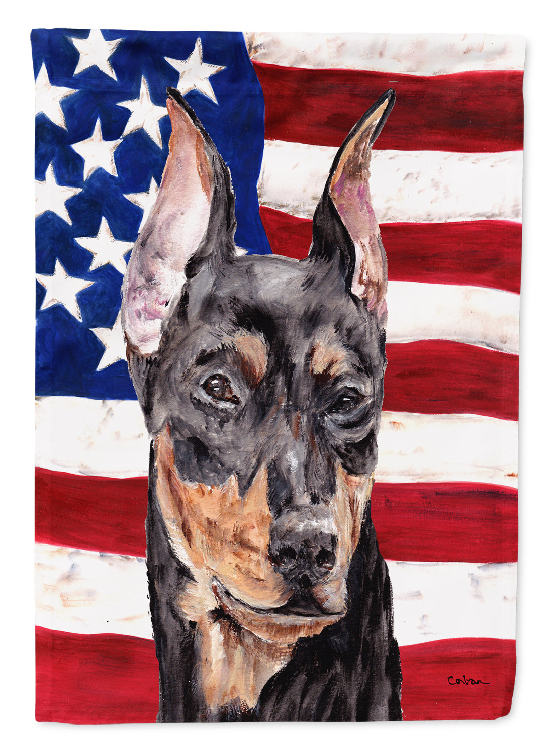 German Pinscher with American Flag USA Garden Flag Mailbox Decorative Yard Banner Outside Patio Artwork for Flower Beds, Garden Size, Multicolor