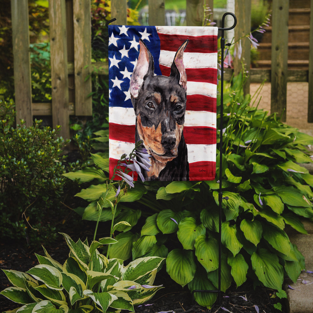 German Pinscher with American Flag USA Garden Flag Mailbox Decorative Yard Banner Outside Patio Artwork for Flower Beds, Garden Size, Multicolor