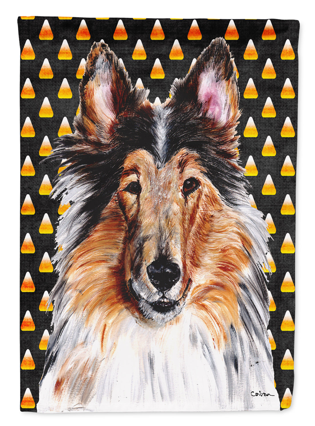 Collie Candy Corn Halloween Garden Flag Mailbox Decorative Yard Banner Outside Patio Artwork for Flower Beds, Garden Size, Multicolor