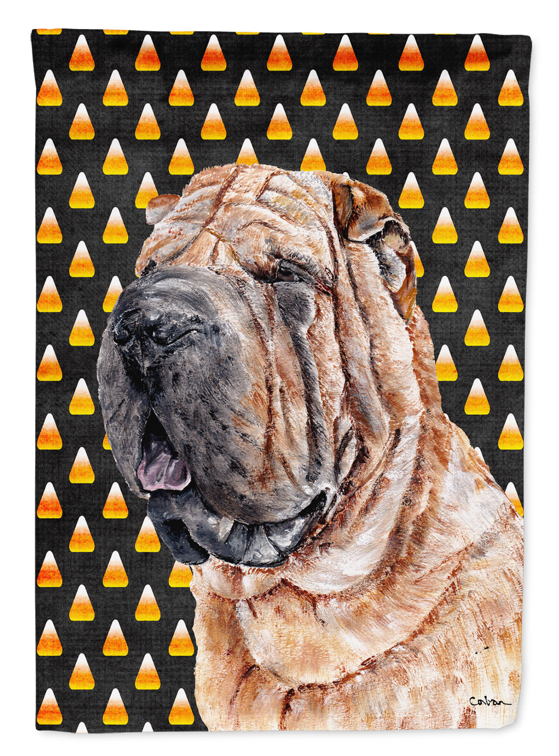 Shar Pei Candy Corn Halloween Garden Flag Mailbox Decorative Yard Banner Outside Patio Artwork for Flower Beds, Garden Size, Multicolor
