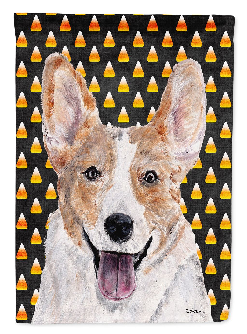 Cardigan Corgi Candy Corn Halloween Garden Flag Mailbox Decorative Yard Banner Outside Patio Artwork for Flower Beds, Garden Size, Multicolor