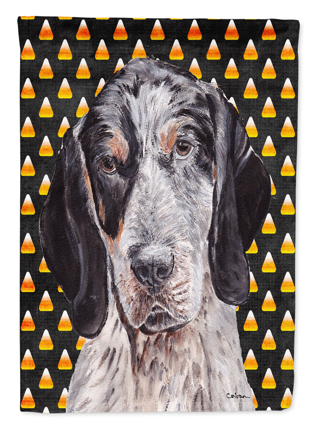 Blue Tick Coonhound Candy Corn Halloween Garden Flag Mailbox Decorative Yard Banner Outside Patio Artwork for Flower Beds, Garden Size, Multicolor