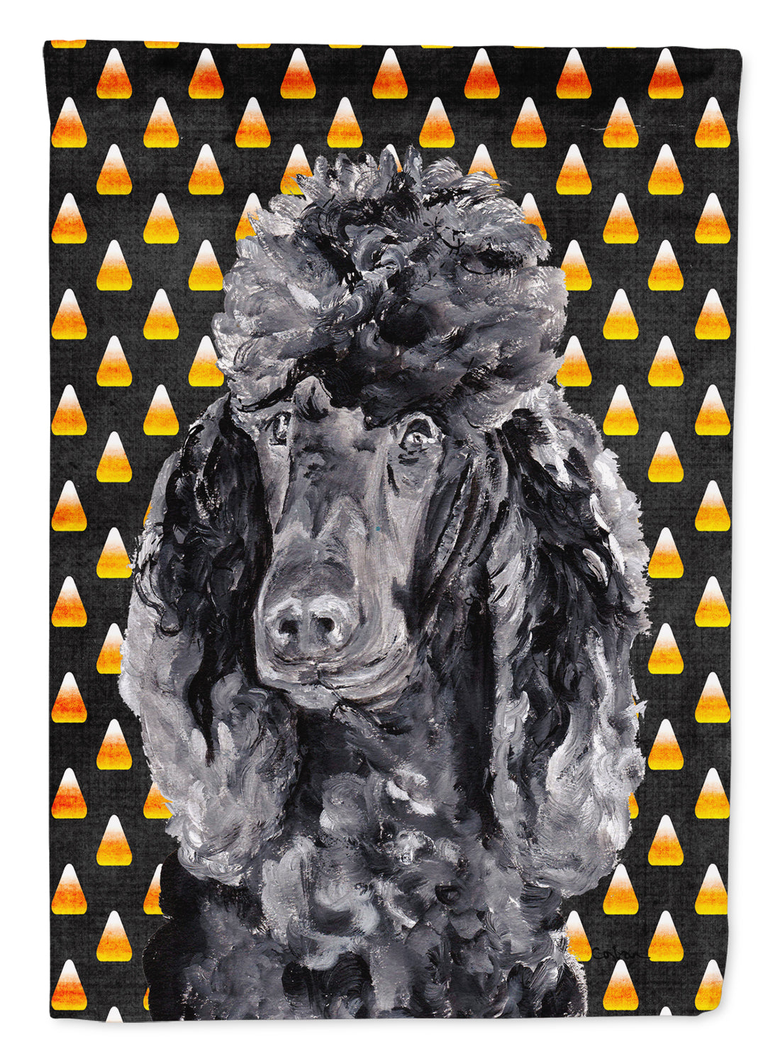 Black Standard Poodle Candy Corn Halloween Garden Flag Mailbox Decorative Yard Banner Outside Patio Artwork for Flower Beds, Garden Size, Multicolor