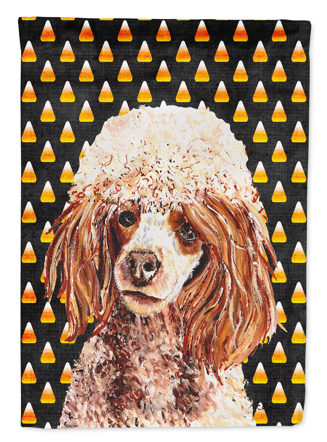 Red Miniature Poodle Candy Corn Halloween Garden Flag Mailbox Decorative Yard Banner Outside Patio Artwork for Flower Beds, Garden Size, Multicolor