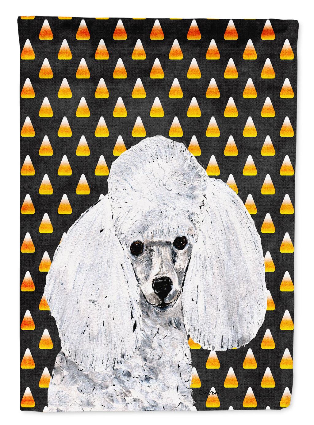 White Toy Poodle Candy Corn Halloween Garden Flag Mailbox Decorative Yard Banner Outside Patio Artwork for Flower Beds, Garden Size, Multicolor